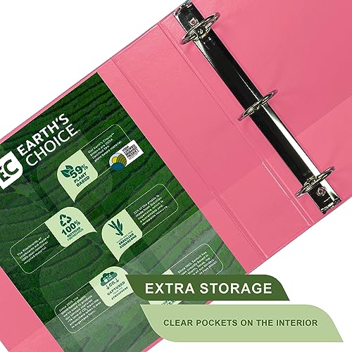 Samsill Plant-Based 2 Inch Durable Round Ring, View Binder, Eco-Friendly, USDA Certified Biobased, 12-Pack, Berry Pink - color: Berry Pink, size: 2", style: 12 Pack