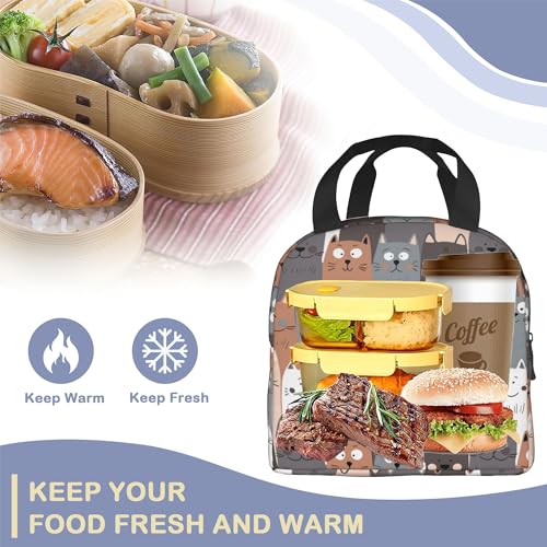 Cute Cat Kitten Insulated Lunch Bag Reusable Lunch Box Women Men,Cooler Thermal Meal Tote for Kids School Student Picnic Office Work - color: Cute Cat Kitten