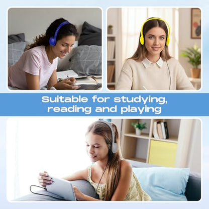 Yunsailing 30 Pack Bulk Over Ear Headphones Set On Ear Headsets Earphones with Adjustable Headband and 3.5mm Plug for Group Learning, Computer Lab, Library, Online Lesson (Macaron Color) - color: Macaron Color