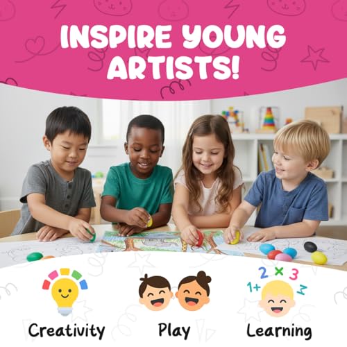 TinyGeeks 12 Color Egg Crayons - Palm Grasp Non-Toxic and Washable for Toddlers (3-6) & Kids (4-8) - Easy-to-Hold, Perfect for Travel, Art, and Early Childhood Activities