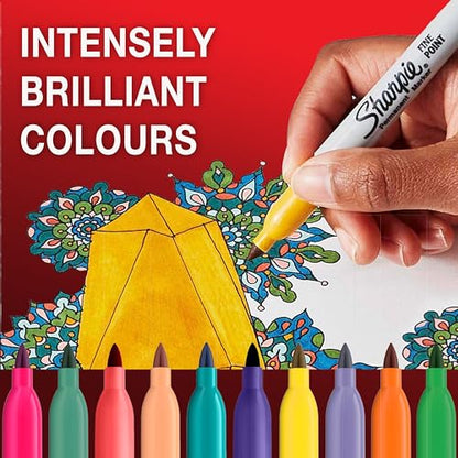 Sharpie Permanent Markers | Fine Point for Bold Details | BlackBlueRed and Green Ink Colours | 4 Marker Pens - color: Standard colours