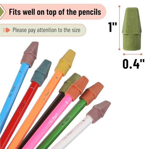 Mr. Pen- Pencil Top Erasers, 120 Pack, Folk Festival Colors | Latex-Free & No Smudge Pencil Eraser Tops - color: Folk Festival, size: 120 Pack