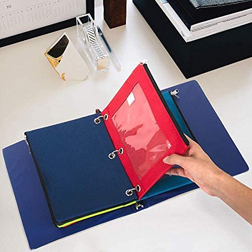 12 Pack Clear Pencil Pouch for 3 Ring Binder Bulk Pencil Pouch Bags for Binder with See Through Window and Zipper | Pencil Pouch Bundle for School, Office, Budgets (12 Pencil Cases in 8 Colors)