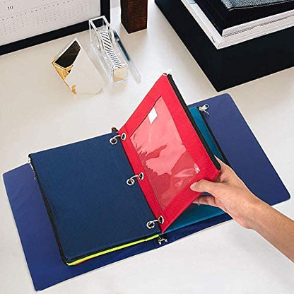 12 Pack Clear Pencil Pouch for 3 Ring Binder Bulk Pencil Pouch Bags for Binder with See Through Window and Zipper | Pencil Pouch Bundle for School, Office, Budgets (12 Pencil Cases in 8 Colors)