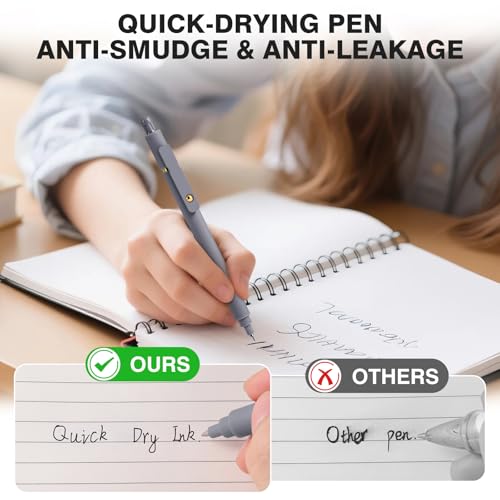 Gel Pens, 6 Pack 0.5mm Fine Point Pen Black Ink with 6 Refills, Quick Dry & No Smear, Smooth Writing Pens for Journaling, Back to School Supplies Office Desk Accessories Gifts for Nurse Women - color: 0.5mm Black Gray White-Black Ink