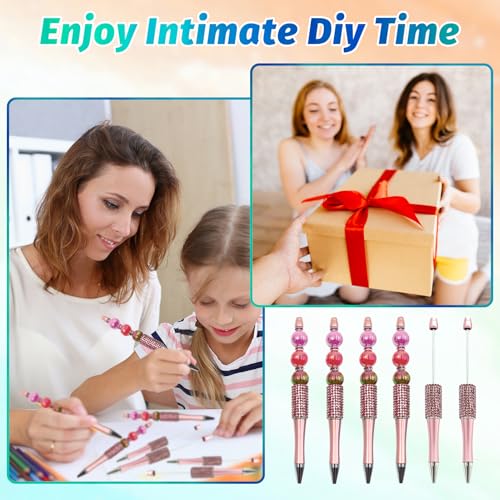 75 Pcs DIY Diamond Beadable Pen Kit - 25 Plastic Rhinestone Beaded Pens Bulk with Refills & Bags - Fancy Cute Glitter Pens for Crafting, Students & Teachers – School Supplies (Pink) - color: Pink, size: 25