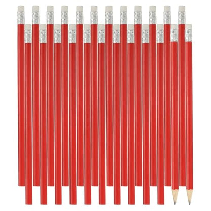 PATIKIL Round Wooden Pencils Bulk, 24 Pack HB Graphite Pencils with Eraser for Office Supplies, Engineering Marking Writing Art Drawing Supplies, Red - color: Red