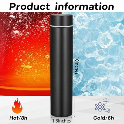 Dandat 3 Pieces Slim Insulated Water Bottle Skinny Water Bottles for Backpacks Small Mini Stainless Steel Tumbler Cup for Coffee Travel, Leakproof, 8 Oz, Black