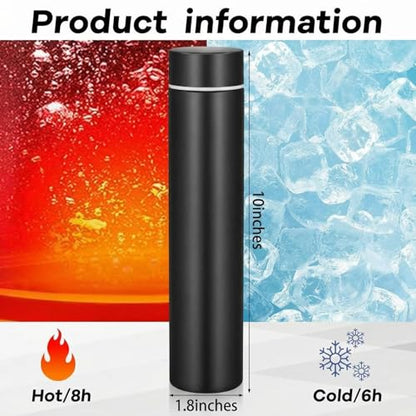 Dandat 3 Pieces Slim Insulated Water Bottle Skinny Water Bottles for Backpacks Small Mini Stainless Steel Tumbler Cup for Coffee Travel, Leakproof, 8 Oz, Black