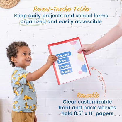 ECR4Kids 2-Pocket Parent-Teacher Classroom Communication Folder, School Supplies, Red, 36-Piece - color: Red