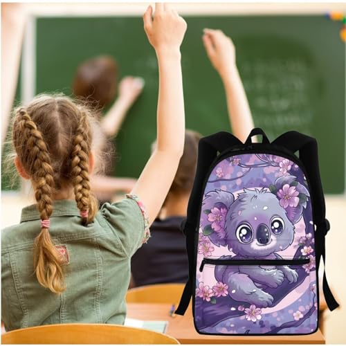 BIGCARJOB Little Girls School Bookbags Cute Kawai Racoon Backpack School Bags with Lunch Box Pen Bags Set for Girls Preschool Large Bookbags Racoon Print School Rucksack Kids Casual Daypack - color: Cute Kawai Racoon, size: One Size