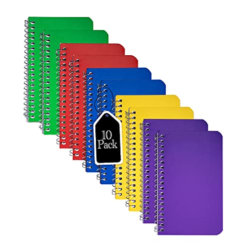Memo Books, Wirebound Spiral Memo Pads 3x5” Inch, Lined College Ruled Paper, Pocket Notebook, Memo Pads for Home Office Accessories, Mini Note Pads - 3x5 Inch - Assorted Colors, 50 Sheets - 10 Pack