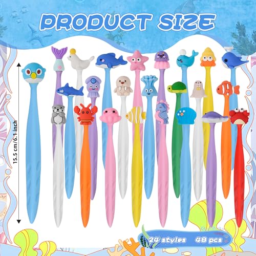 48 Pcs Cute Under the Sea Bobblehead Eraser for Pencils Kawaii Erasers Cute Supplies Fun Dolphins, Sea Lions, Whales, Seals Erasers Supplies Birthday Classroom Gifts - style: Ocean