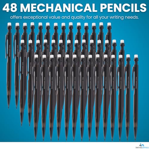 1InTheOffice Mechanical Pencils 0.7mm, HB2.5, Black Lead, 48 Pack