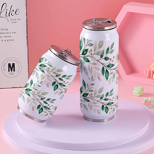 T&H XHome Spring Leaf 10oz Stainless Steel Tumbler with Lid & Straw-Double Wall Vacuum Insulated Travel Mug Green Leaves Summer Berries Water Bottle Coffee Beverage Drinks Cup - size: 10 Ounces