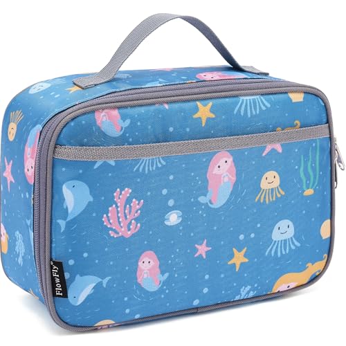 FlowFly Kids Lunch box Insulated Soft Bag Mini Cooler Back to School Thermal Meal Tote Kit for Girls, Boys, Mermaid - color: Mermaid1