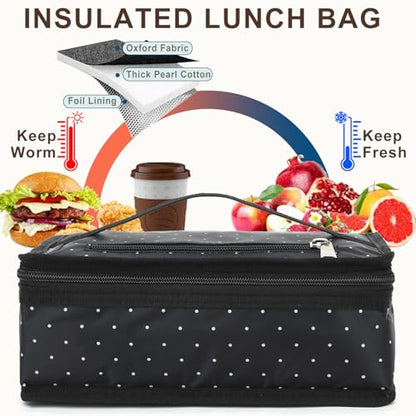 FlowFly Small Insulated Lunch box Portable Soft Bag Mini Cooler Thermal Meal Tote Kit with Handle for Work, Dot - color: Dot