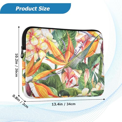 Spring Laptop Sleeve Bird of Paradise Computer Carrying Case Notebook Briefcase Tablet Puffy Cover Durable Waterproof PC Bag for 13.3-14" Pro Air Max - color: Multi-007