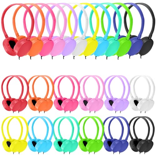 Kids Headphones Bulk 100 Pack for Classroom School Students Teens Children Gift and Adult, Wholesale Wired Adjustable Headphones for Classroom Earphones(Multi Color) - color: Mixed Colors, size: 100 Pack