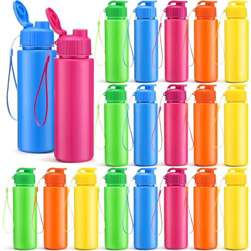 Mifoci 20 Pieces Water Bottle Bulk 17 oz Plastic Water Bottles Bulk Gym Sports Adults Reusable Large Bottles with Leak Proof Flip Top for Party Outdoor (Solid Mixed Colors) - color: Solid Mixed Colors