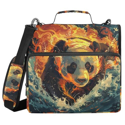 ALAZA Fire Water Panda Zipper Binder 3 Ring Binder with 500 Sheet Capacity for School, College, Office