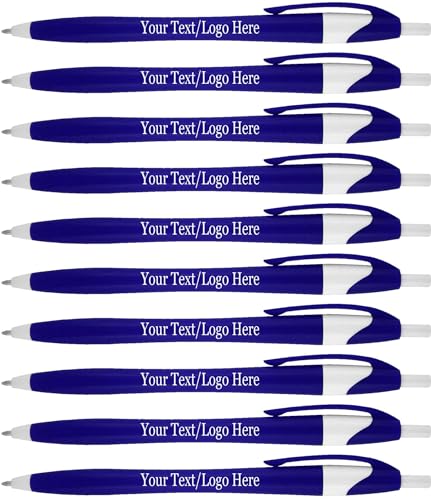 SyPen Personalized Pens With your Custom Logo or Text-500 Pack Bulk-for Businesses, Parties, and Events, Custom Printed Slim Ballpoint Click Pens, Blue Barrel Color, Black Ink - color: Blue, size: 1 Count (Pack of 500)