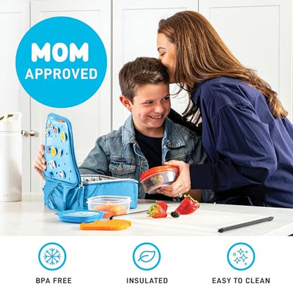 Fit & Fresh Lunch Box For Kids, Boys & Girls, School, Camp, Insulated Bag With Shoe Charm Slots For Personalization, Ocean Blue - color: Ocean Blue