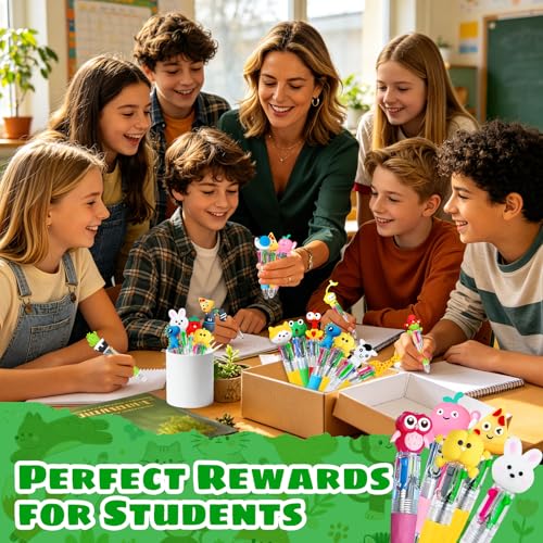 24Pcs Mini Multicolor Pen in One, 4-in-1 Cute Fun Ballpoint Pens Bulk for Party Favors Back to School Gifts for Classroom Birthday Gifts (Fun) - style: Fun