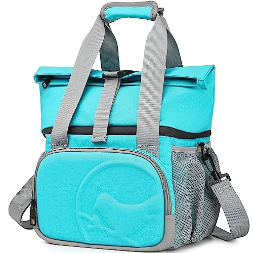 SUNNY BIRD Dual Compartment Lunch Bag Insulated Lunch Box for Women and Men (Aqua Blue 01) - color: Aqua Blue 01