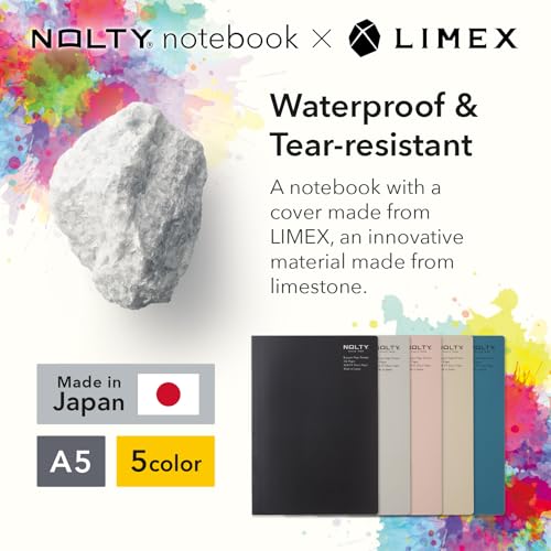 NOLTY NOTE × LIMEX, A5 Ruled Line Notebook, 6.00mm, 176 Sheets, Granite Black, NTL1311 - color: Ruled Line: Granite Black