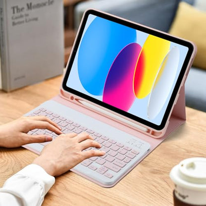 Rechargeable Bluetooth Keyboard and Mouse Combo for iPad, Ultra-Slim Portable Wireless Mouse Keyboard for iPad Pro Air Mini iPhone Samsung Tablet Cell Phone Android, iPadOS/iOS 13 and Above (Pink) - color: Pink