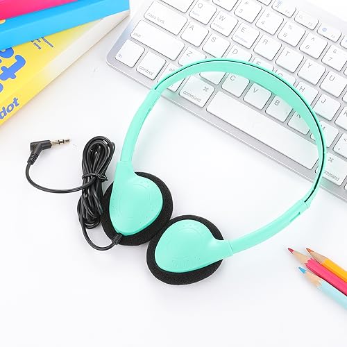5 Pack Classroom Bulk Headphones for School Kids, Wholesale Class Set Wired Earphones for Students Children Toddler Teens Boys Girls and Adult (LS04, 5 Mixed)