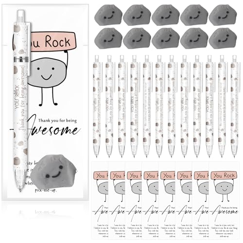 AmazingSpark 60 Sets Back to School Pencils Inspirational You Rock Pencil Gifts Bulk 6 Styles 0.7 mm Mechanical Pencils with Erasers Positive Cards for for School Student Teacher Nurse Staff - style: Rock
