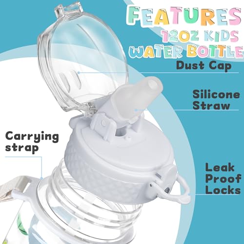 OLDLEY 17oz Kids Water Bottle, Tritan BPA-Free, Leakproof Flip Straw Lid, Motivational Time Marker, Carry Strap, Reusable Clear Water Bottle for Boys & Girls,Dinosaur - color: Dinosaur, style: 17 Ounces