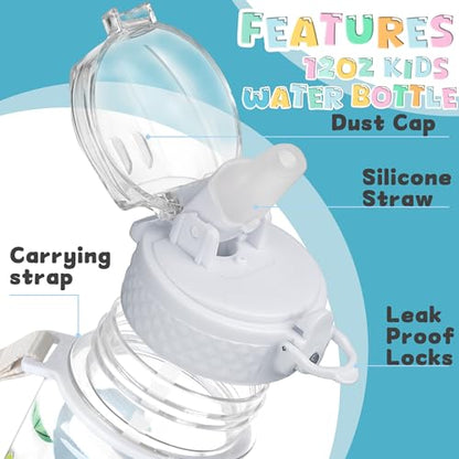 OLDLEY 17oz Kids Water Bottle, Tritan BPA-Free, Leakproof Flip Straw Lid, Motivational Time Marker, Carry Strap, Reusable Clear Water Bottle for Boys & Girls,Dinosaur - color: Dinosaur, style: 17 Ounces