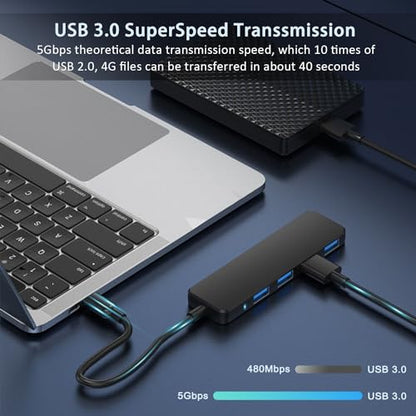 USB Hub, VIENON 4-Port USB 3.0 Hub USB Splitter USB Expander for Laptop, Xbox, PS4/5, Flash Drive, HDD, Console, Printer, Camera,Keyborad, Mouse-3.3ft - size: 3FT