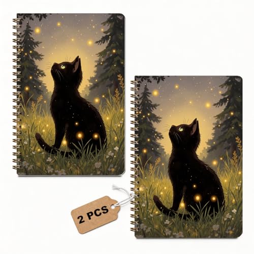 2 Pcs Cat Gifts for Women Spiral Notebook, Cute Cats College Ruled Spiral Notebook, Cats Themed Notebooks, 160 Ruled Pages Hardcover Journals for Writing Office, Cat Lover Gifts for Women Mom Friend - color: Multicolour 0018