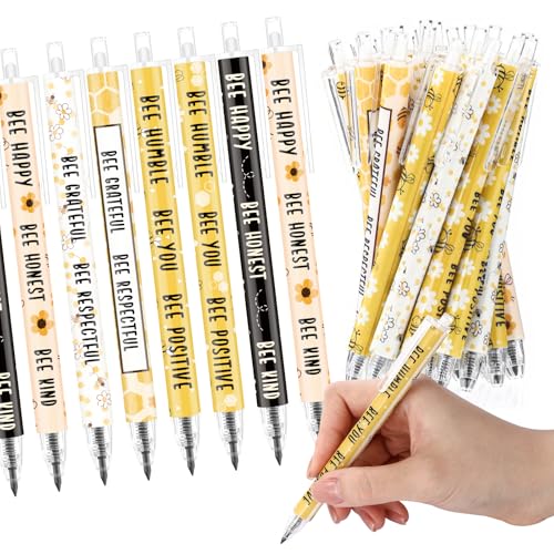 Sinload 60 Pcs Mechanical Pencil Bulk, 0.7 mm Cute Motivational Mechanical Pencil for Writing, Sketching, Drawing, Gifts from Teacher Reward Office Supplies Bee Party(Bee) - style: Bee