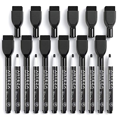 ARTEZA Black Dry Erase Markers with Erasers – Pack of 36 Magnetic Fine Tip Whiteboard Pens with Low-Odor Ink for Office & Home Use - size: 1 Count (Pack of 36)