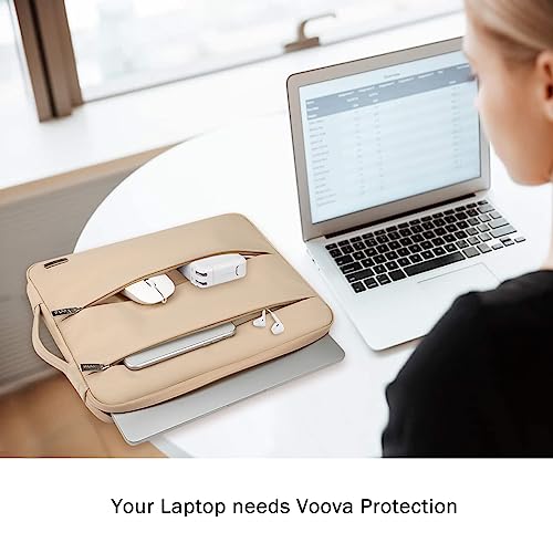 Voova 14 15 Inch Laptop Sleeve Case, Waterproof Computer Bag Cover Compatible with MacBook Air 15 M2/M3/M4 2022-2025, MacBook Pro 15, Hp chromebook 14, 14-15” Dell Lenovo Acer Asus, Apricot - color: Apricot, size: 14-15 Inch