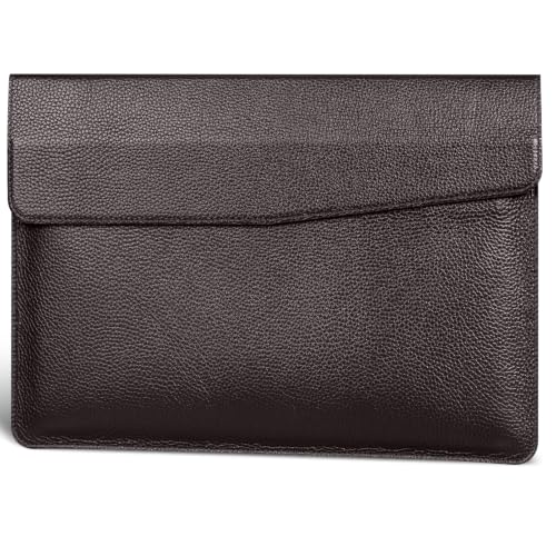 Genuine Leather Laptop Sleeve for MacBook Neo A18 Pro,MacBook Air 13 inch & Pro 13 inch,Premium Full-Grain Leather Case Cover with Magnetic Closure,Protective Laptop Case-Dark Brown - color: Lychee pattern-Dark Brown, size: For MacBook 13"