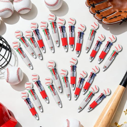 Baseball Party Favors Baseball Pens Mini Multicolor Pen in One Cute Fun 4-in-1 Pens Bulk Cool Ballpoint Pen for Birthday Gifts Teacher Supplies (Baseball, 24) - style: Baseball