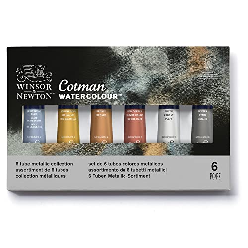 Winsor & Newton Cotman Watercolor Paint Set, 6 Metallic Colors, 8ml (0.27-oz) Tubes - style: 6 Tube Set Metallic 8ml
