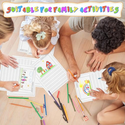 200 Sheets Handwriting Paper for Kid 8.5"x11" Primary Writing Paper Bulk with Picture Space and Lines DIY Craft Writing Kit for Kids Journal Activity Kindergarten Write Story Back to School Supplies