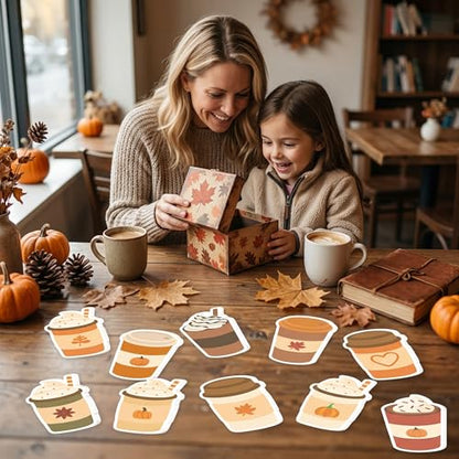 Xqumoi 30 Pack Fall Coffee Cup Sticky Notes - Autumn Theme Self Sticky Notepads Writing Memo Pads for Coffee Lover Thanksgiving Gift Class Reward Party Favors Goodies Bag Fillers Office Supplies - style: Autumn (Coffee Cup)