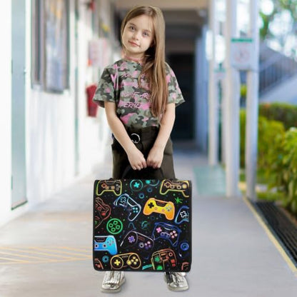 Personalized Video Game Controller 1.5 Inch Zipper Binder with Name | Your selected font will be printed with a matching outline for the best gaming-inspired look. - color: Personalized Video Game Controller