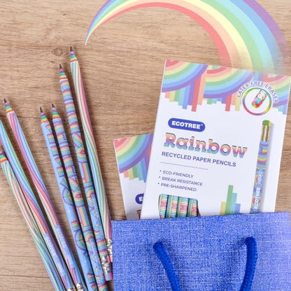 ECOTREE Pencils #2 Pre-Sharpened Pencils for Kids Cute Rainbow Pencil Number 2 Pencil for School, Writing, 12 Count