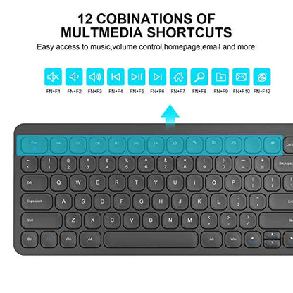 cimetech Wireless Keyboard Mouse Combo, Compact Full Size Wireless Keyboard and Mouse Set Less Noise Keys 2.4G Ultra-Thin Sleek Design for Windows, Computer, PC, Notebook, Laptop - Matte Black - color: Black