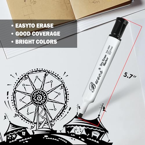 Buecs Black Dry Erase Markers, Low-Odor, 80 Count, Chisel tip, Perfect for Writing on Whiteboards, Dry-Erase Boards, Glass, Office Supplies