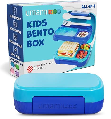 Umami All-in-1 Bento Box for Kids, Ice-pack & Utensils Included, 100% Leakproof & BPA free, Parents' favorite Lunch Box Kids (Ocean Blue, 23 oz) - color: Blue, size: 23 oz